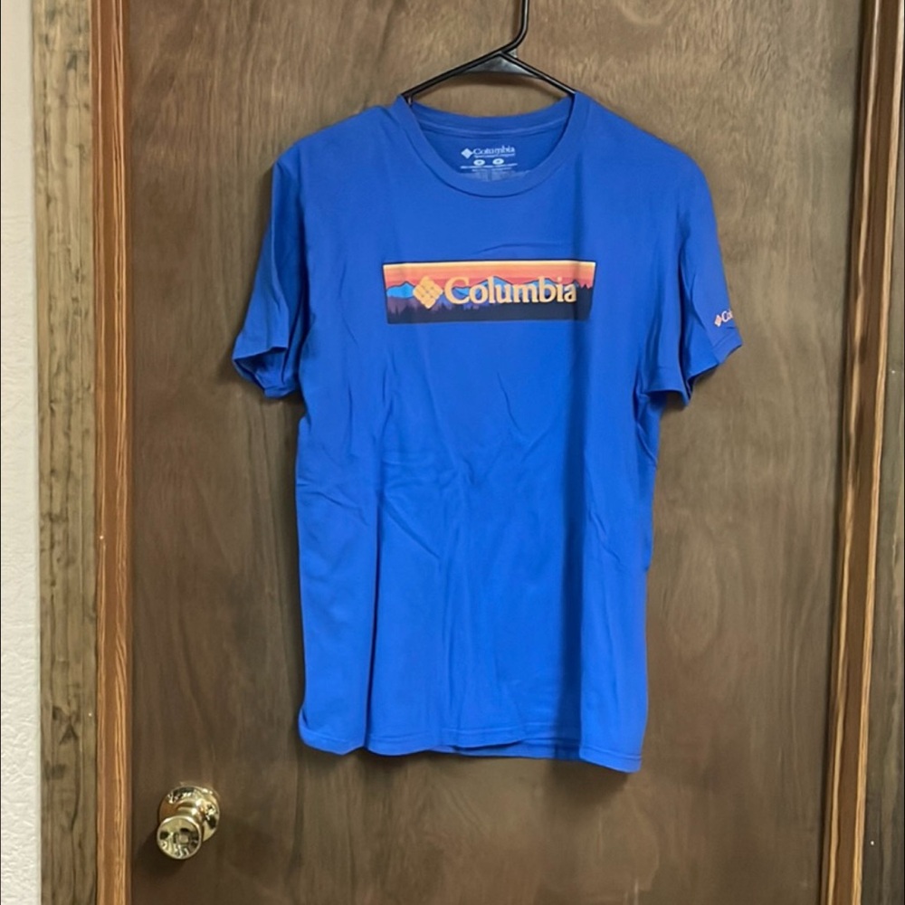 Columbia Short Sleeve‎ Shirt Blue Logo Medium